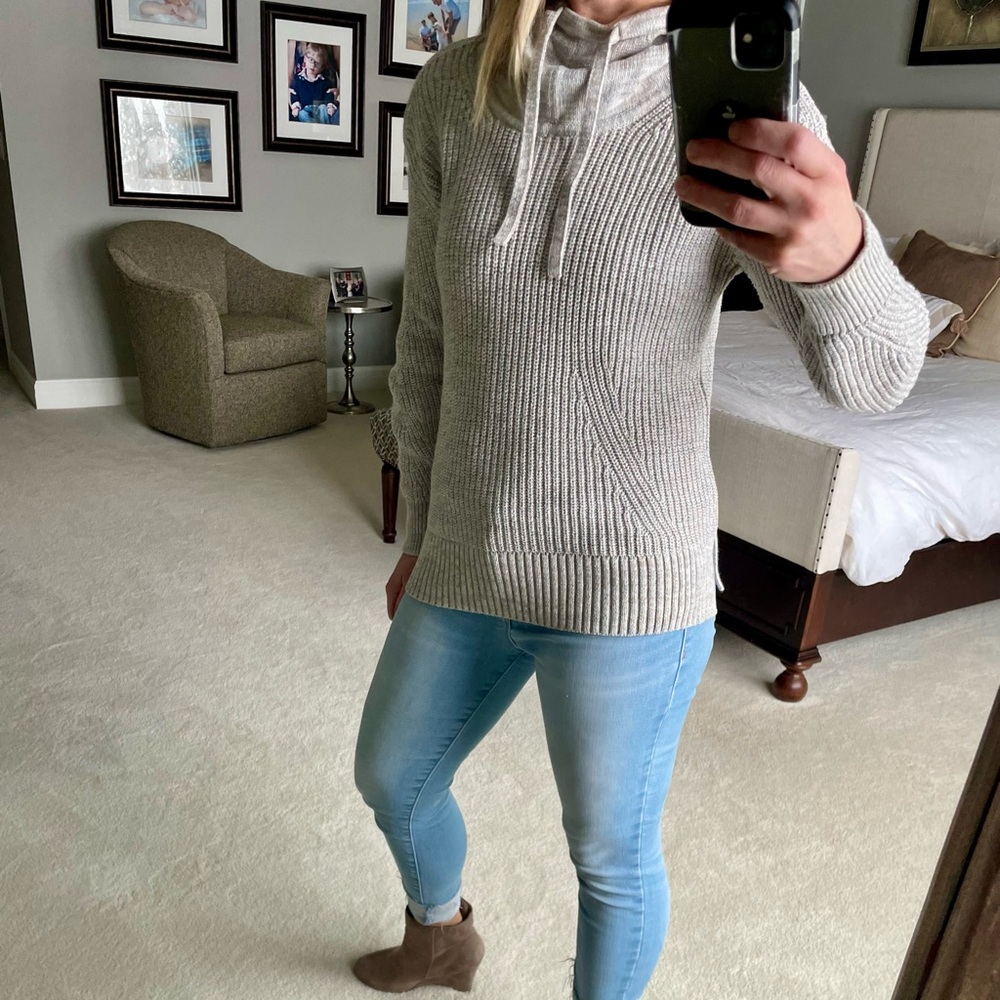 GAP Hooded Cotton Sweater | Heather Gray | XS